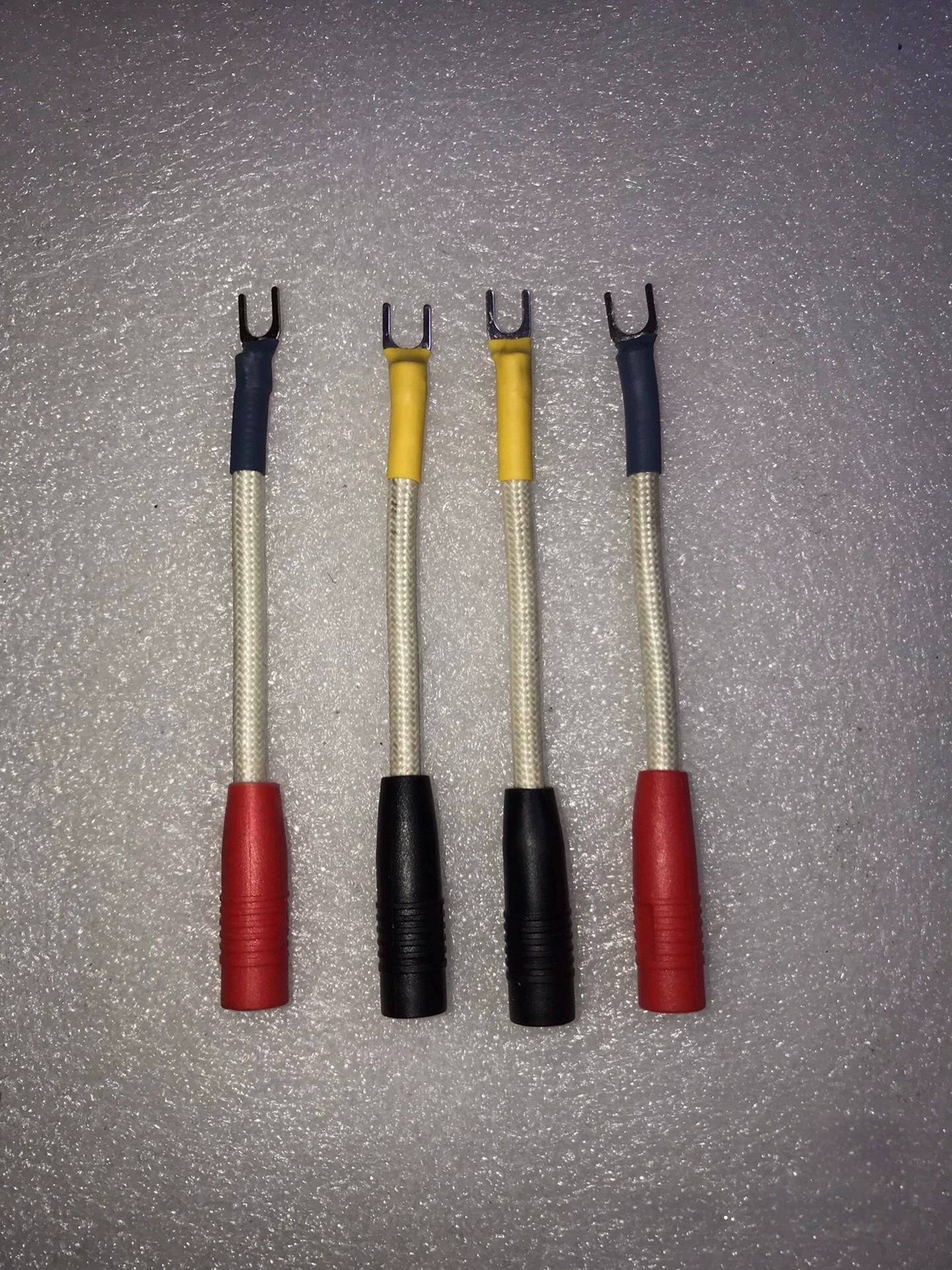 4根装纯铜镀铂接线柱Y插转纯铜软线转香蕉母头古董音箱功放转接线