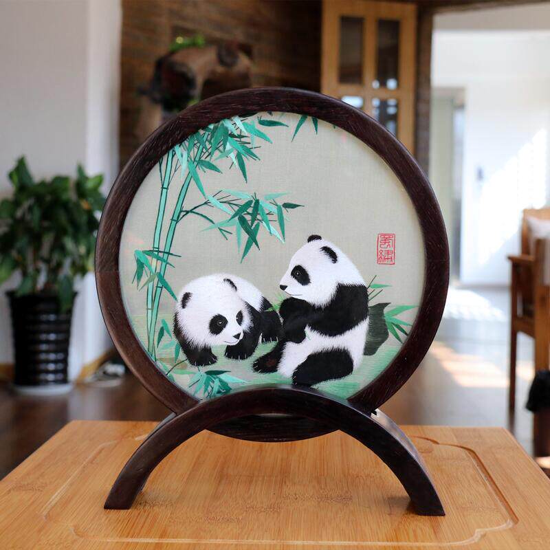 圣斐罗蜀绣蜀锦成都川绣双面绣手工艺品刺绣摆件中国风特色礼品纪