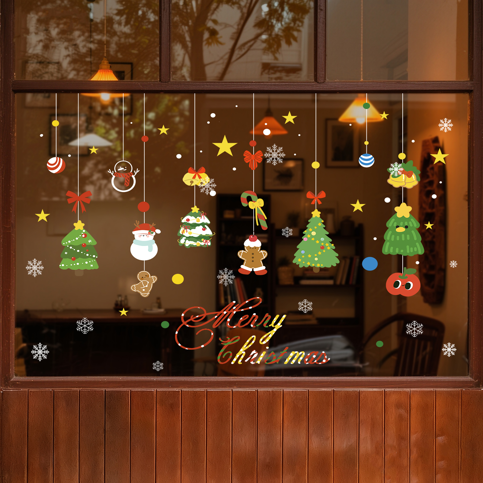 圣诞节装饰玻璃贴纸静电氛围窗花