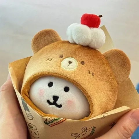 玩偶烤系列配饰娃娃公仔面包焦10cm头套毛绒棉花自嘲labubu娃衣熊