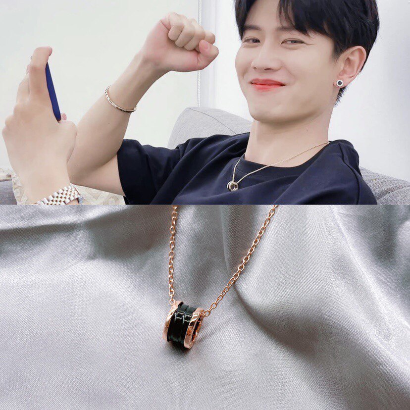 任嘉伦同款黑陶瓷玫瑰金项链精致气质可调节锁骨链明星潮流男女礼