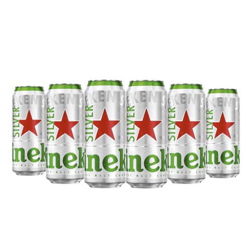 喜力星银silver9.5度喜力星银500ml*6罐轻松聚会饮品清爽解腻-CL