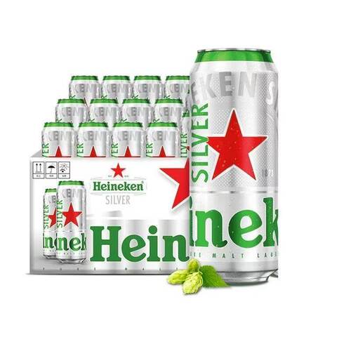 喜力星银啤酒500ml12罐装拉罐铝罐全麦酿造黄啤低浓度清爽-CL