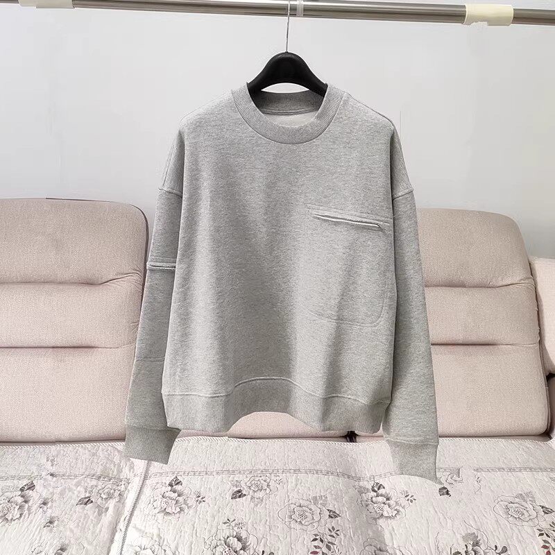 纯棉口袋拉绒磨边加绒卫衣绒衫