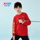 上衣长袖 特步童装 儿童运动套头衫 新款 T恤加绒 男童卫衣2025秋冬季