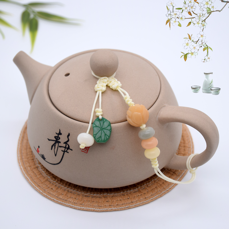 原创芙蓉茶壶绳紫砂壶盖绑绳