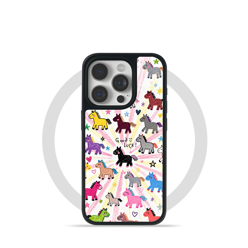 适用于苹果iPhone18promax手机壳17pro黑框软边15手机壳14pro全包16小众磨砂多彩小马玻璃磁吸手机壳