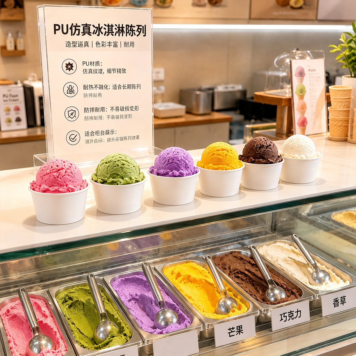 纸杯冰淇淋模型,假冰淇淋球奶油雪糕冰淇淋店专属冰淇淋圣代