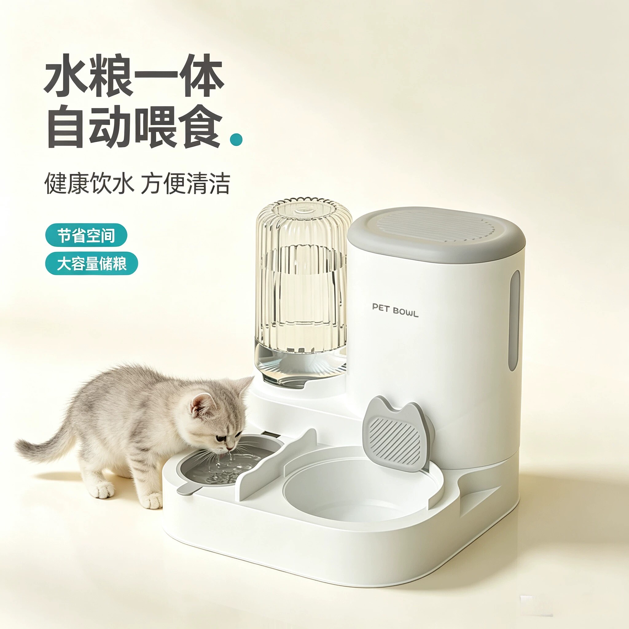 猫碗水粮一体宠物喂食器饮水机猫咪自动一体宠物食具猫狗用品