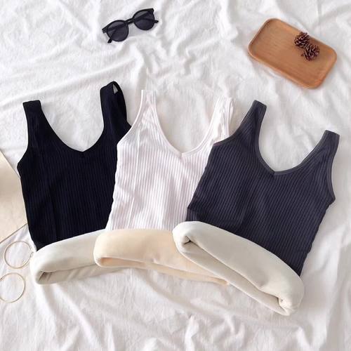 2025秋冬新款加绒加厚保暖V领打底背心女外穿内搭百搭显瘦背心女