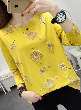 小清新长袖T恤女ins潮百搭显瘦2026韩版小雏菊超火cec简约打底衫
