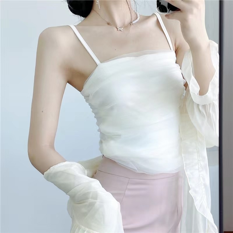 裹胸小吊带胸垫抹胸美背性感露背心女内搭外穿打底短款上衣ins潮u