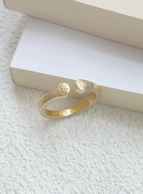 S999银可爱猫爪戒指女独特设计