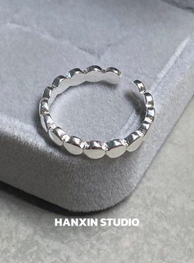 S925纯银扁圆戒指女小众设计感