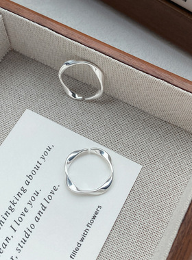 S999足银莫比乌斯环戒指女简约