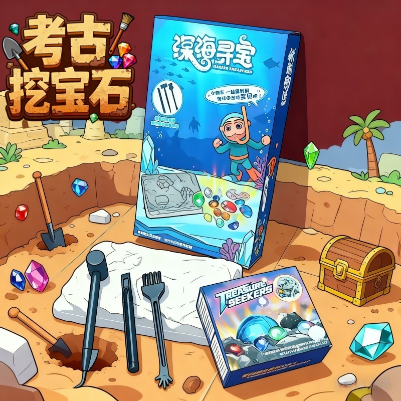 宝石手工礼盒寻宝藏钻石盲盒考古挖掘矿石敲砸化石儿童玩具男女孩