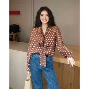 复古朦胧透视感波点雪纺衫女26年开春气质百搭减龄显瘦开衫上衣