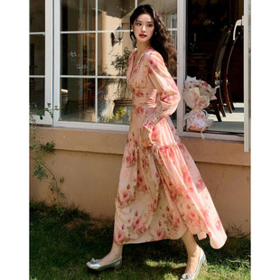 【在逃公主】温柔仙气大摆碎花连衣裙女夏末入秋甜美减龄显瘦长裙