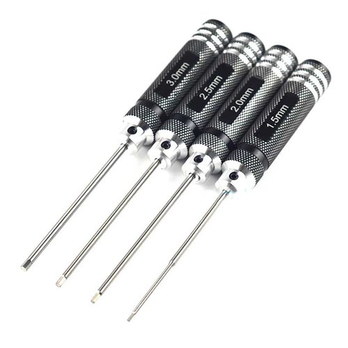 航模4件套螺丝刀1.5/2.0/2.5/3.0内六角工具套装浅蓝色白钢加粗刀