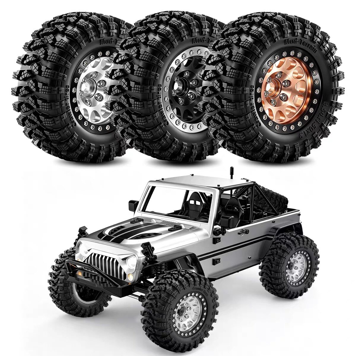 1/12RC攀爬车1.9寸金属轮毂90*38mm轮胎MJX H12P H12Y SCX10-W387