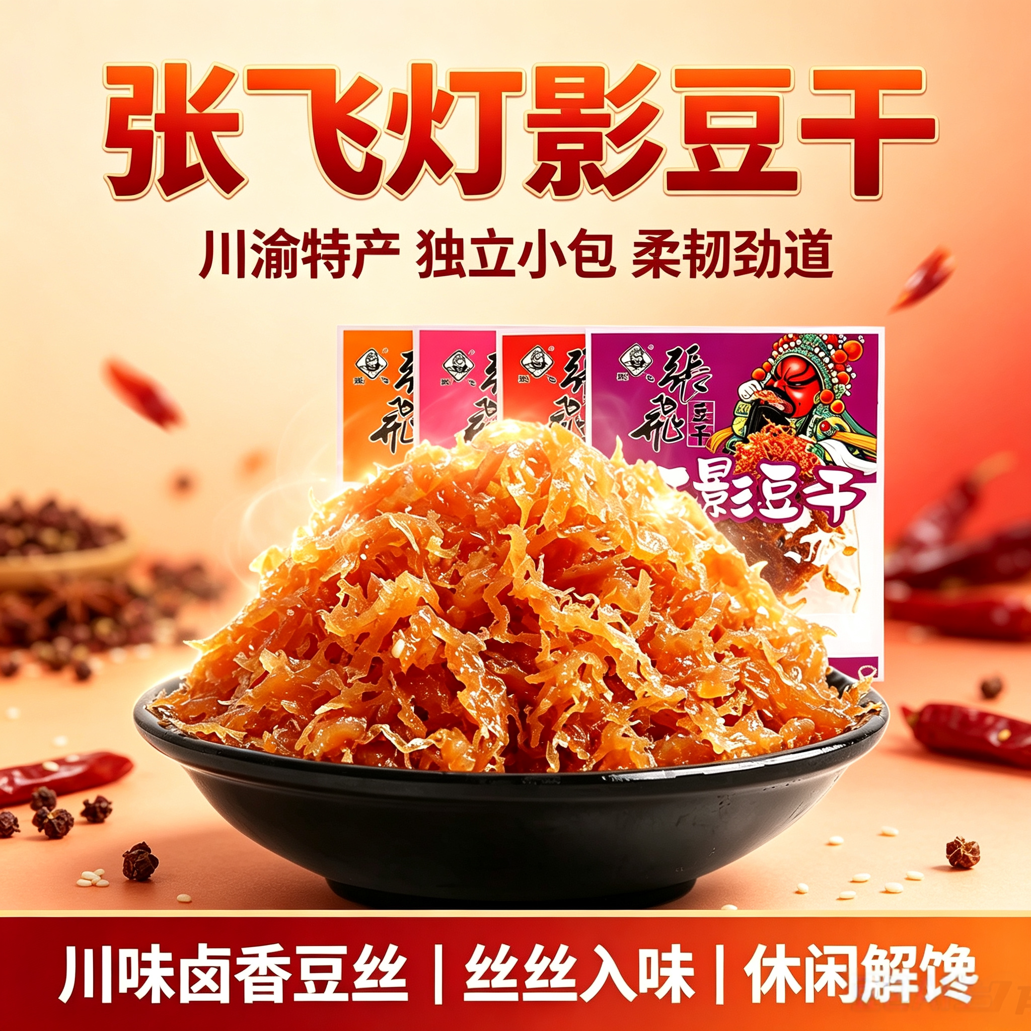 张飞灯影豆干重庆风味豆丝独立小包散装多口味办公室解馋四川小吃