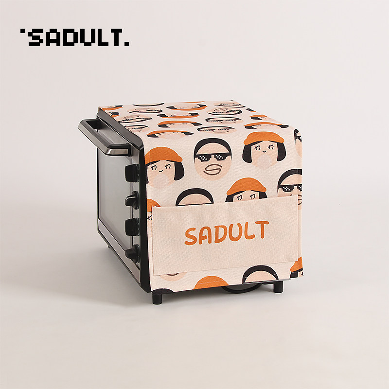 SADULT 귀여운 전자 레인지 커버 단일 및 이중 도어 냉장고 세탁기 커버 먼지 커버면 및 린넨 유니버설
