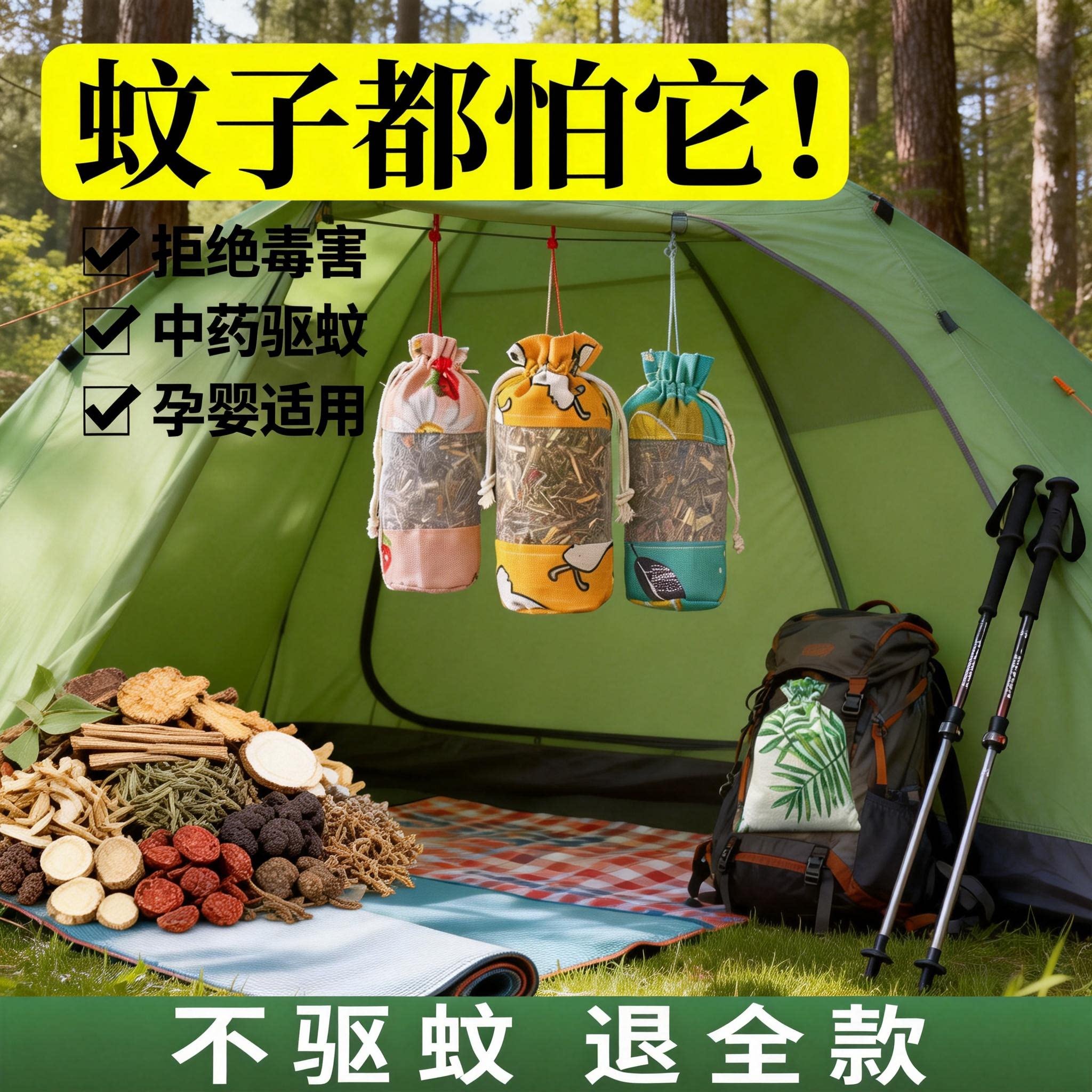 中药驱蚊包艾草香包防蚊虫香薰香袋挂包驱蚊神器中草药端午香囊包