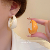 玫瑰 复古白色耳圈简约气质小众高级耳环女 故事刘亦菲黄亦玫同款