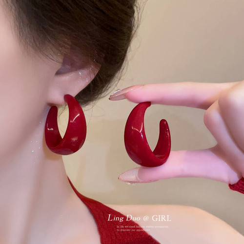 日韩树脂材质C型耳圈耳环女