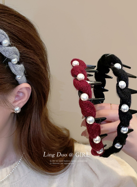 珍珠发箍女2026新款红色发带秋冬高颅顶洗脸头箍高级感压发卡头饰