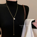 可调节仿珍珠项链2025新款 轻奢小众抽拉锁骨链女高级感毛衣链 爆款