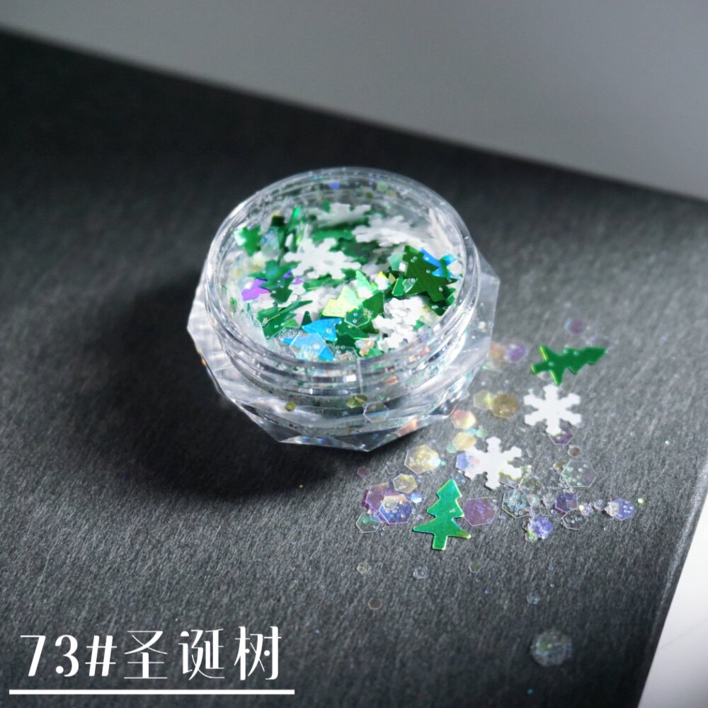 晴野美甲亮片闪粉兔兔爱心月亮星星花花指甲饰品原创爆闪偏光圣诞