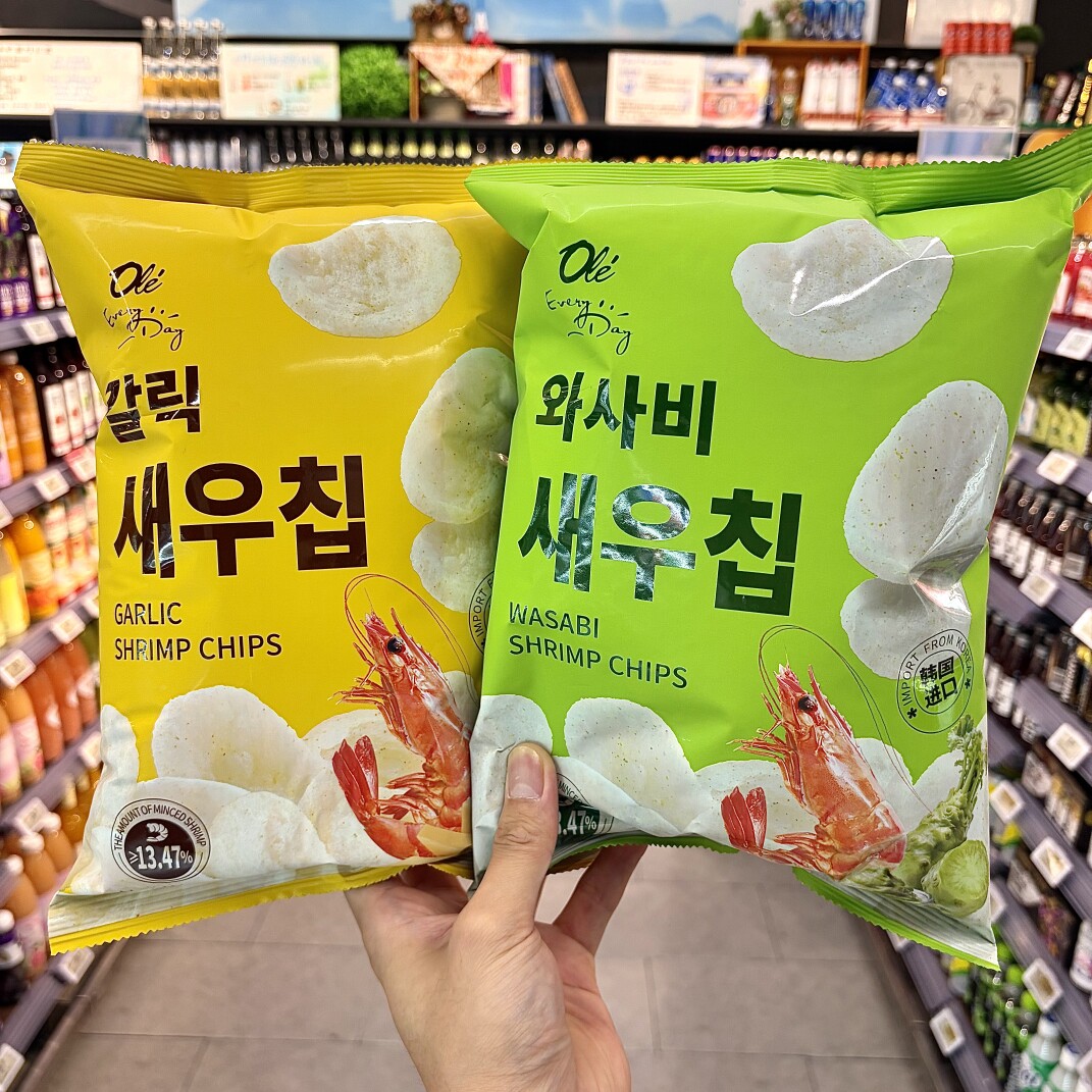 ole精品超市代购芥末味虾片80g蒜味虾片80g韩国进口