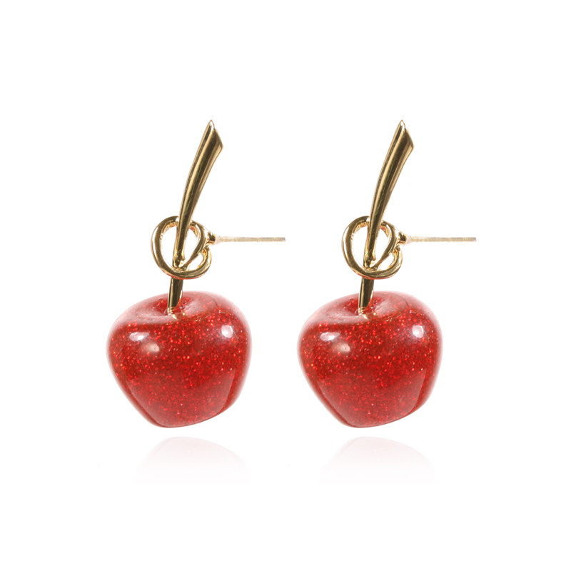 樱桃耳环车厘子ins风红色耳饰网红银针仿真水果韩国2020年新款潮
