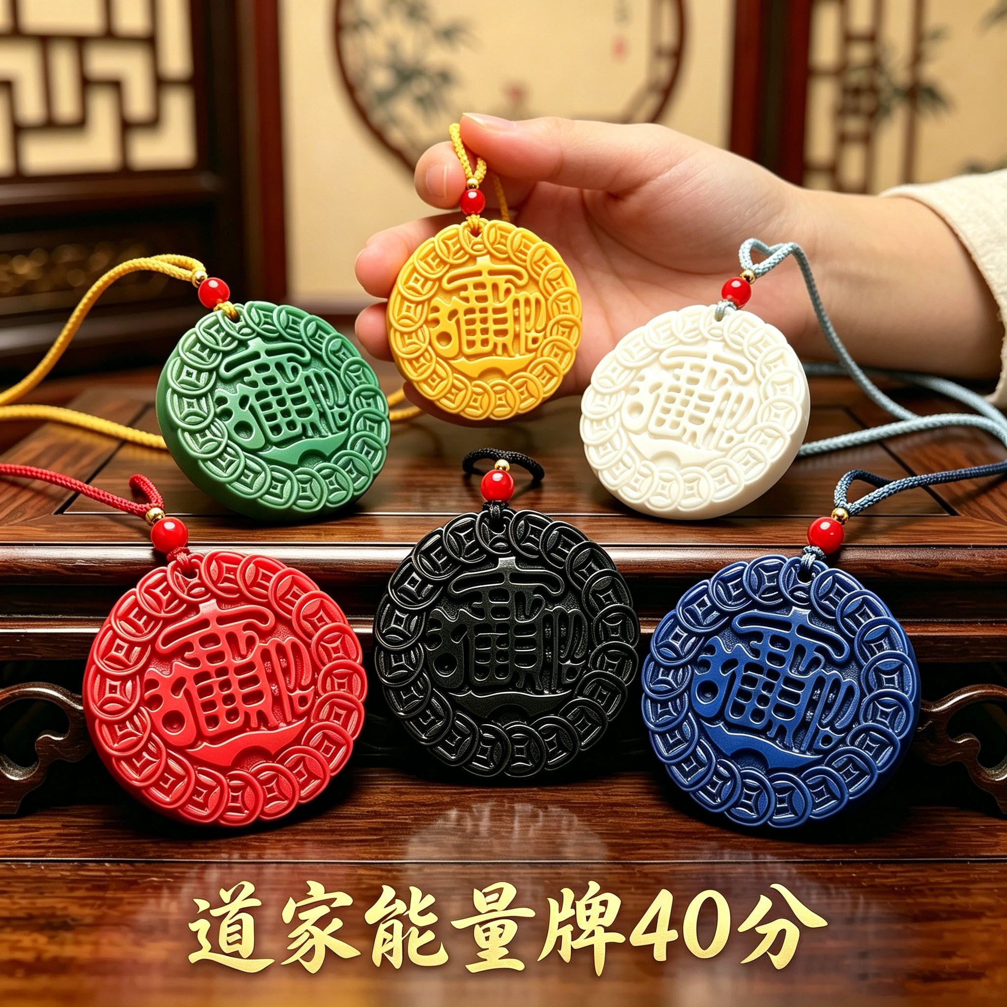 张宁五行托玛琳能量牌补40分招财进宝金木水火土吊坠九龙道长同款