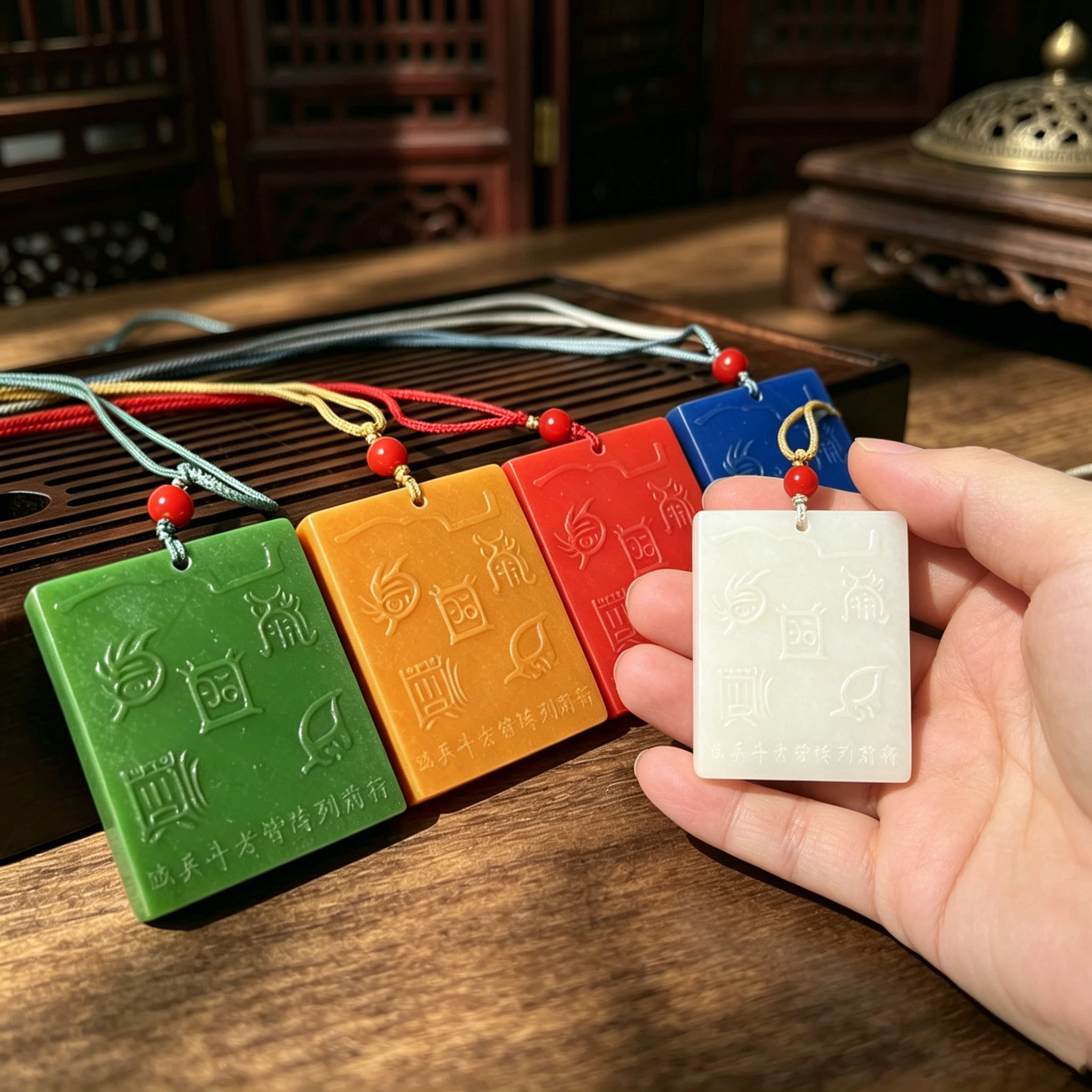 托玛琳能量牌项链五行能量50分金木水火土招财吊坠挂件九龙道长