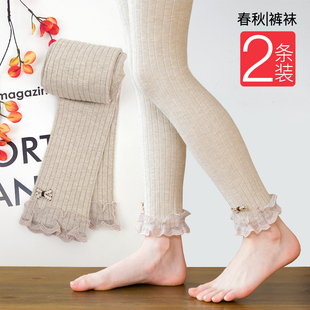 儿童打底裤薄绒中厚九分裤不连脚女童裤袜春秋女孩打底袜外穿长裤
