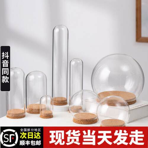 现货直供永生花软木塞玻璃罩DI