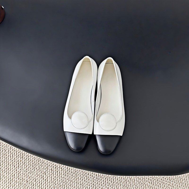 cocy法式真皮拼色羊皮平底单鞋女浅口百搭舒适气质女鞋2026新款白,女鞋,浅口单鞋,淘宝优惠券,粉丝福利购,淘宝优惠卷