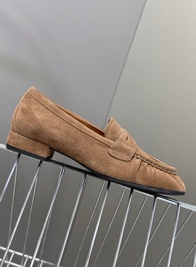 cocy真皮乐福鞋女一脚蹬平底圆头休闲单鞋百搭舒适豆豆鞋磨砂女鞋