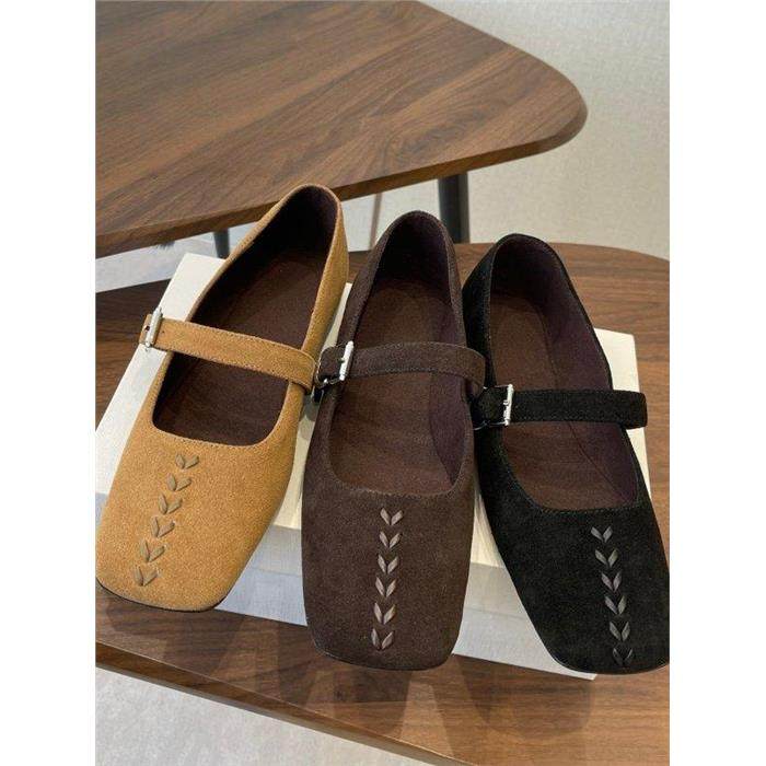 法式复古反绒皮玛丽珍鞋女方头平底一字扣带浅口单鞋百搭芭蕾舞鞋,女鞋,玛丽珍鞋,淘宝优惠券,粉丝福利购,淘宝优惠卷