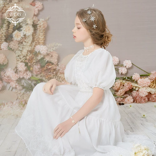 Наряд маленькой принцессы, детская юбка, белое кружевное платье, скрипка, наряд для музыкальных выступлений, элитный костюм, подарок на день рождения, в западном стиле