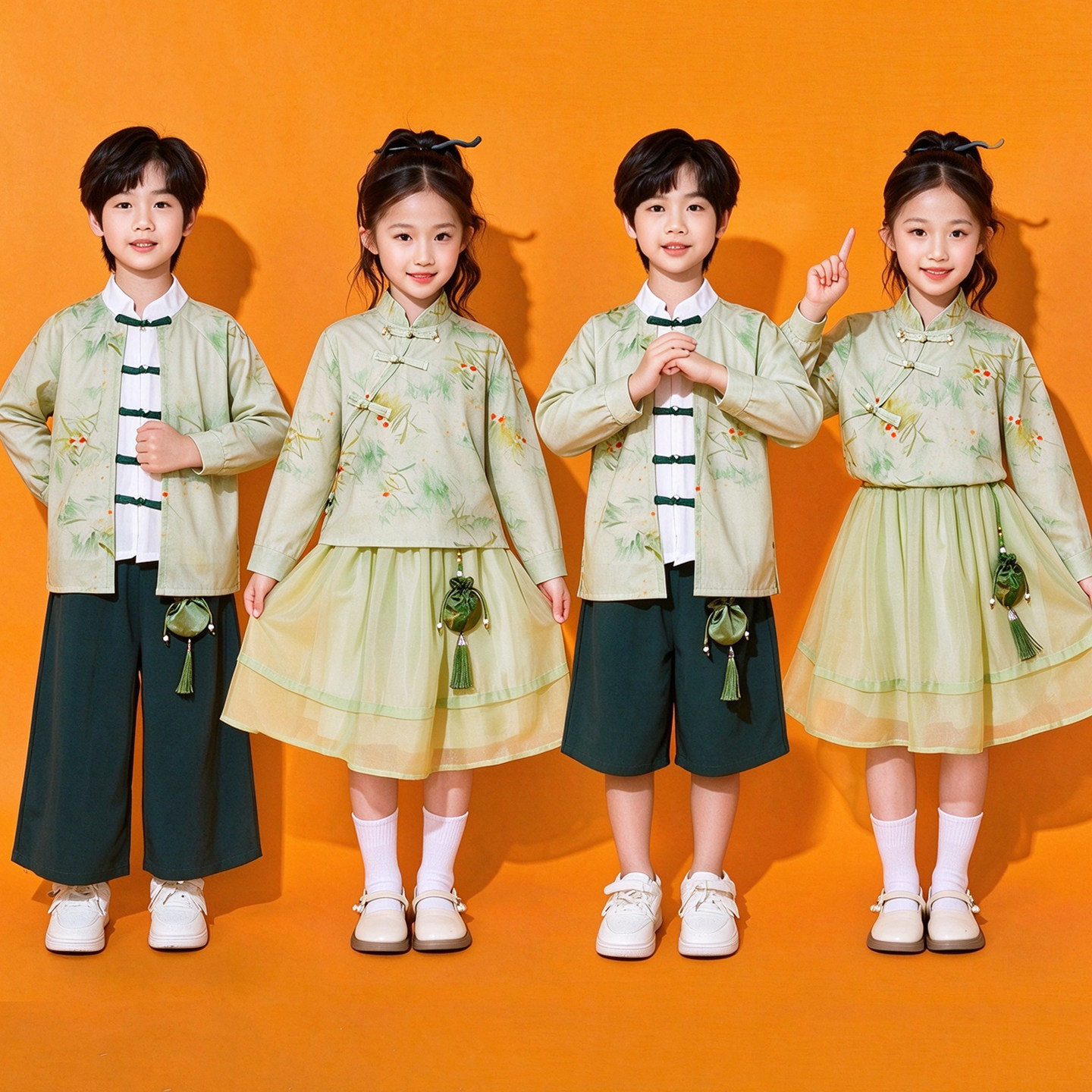 儿童汉服演出服啦啦队小学生运动会开幕式班服国风合唱幼儿园服装