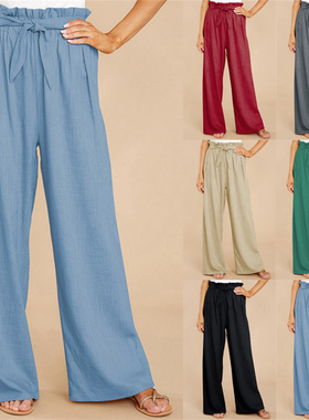 Large size loose cotton linen casual trousers women pants 裤
