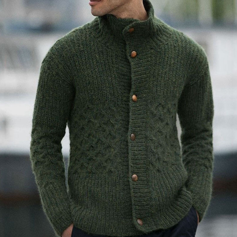 2024秋冬新款欧美男士半高领开衫外套大码长袖针织衫Men knitwear