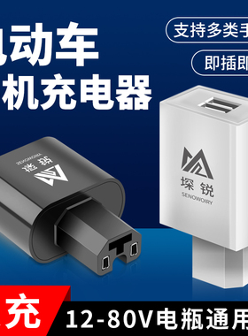 电动车充电转换快充接头电瓶车充电器手机通用外卖USB车载转换器