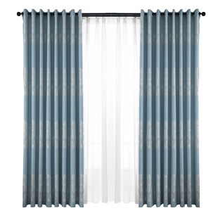 北欧简约客厅卧室遮光窗帘布落地窗阳台飘窗小窗帘成品挂钩打孔全