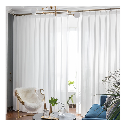 鱼骨白纱窗帘纱帘透光遮光北欧