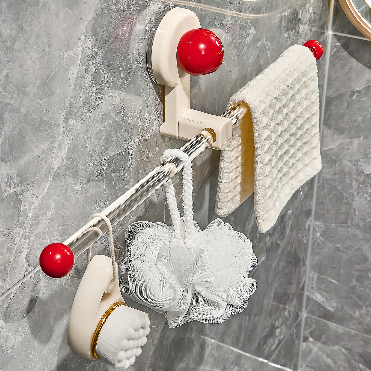 【爆】2025新款吸盘毛巾架挂杆