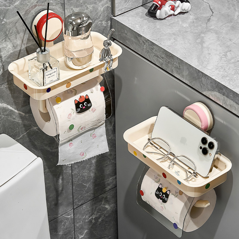 吸盘复古喵可爱卷纸架